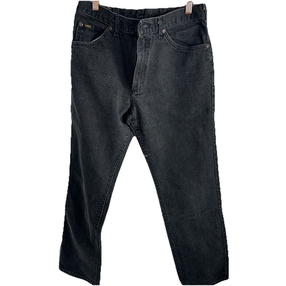 Vintage 90s Women Lee Jeans Size 6 /28High Rise  Faded Black Denim Jeans - Picture 1 of 7